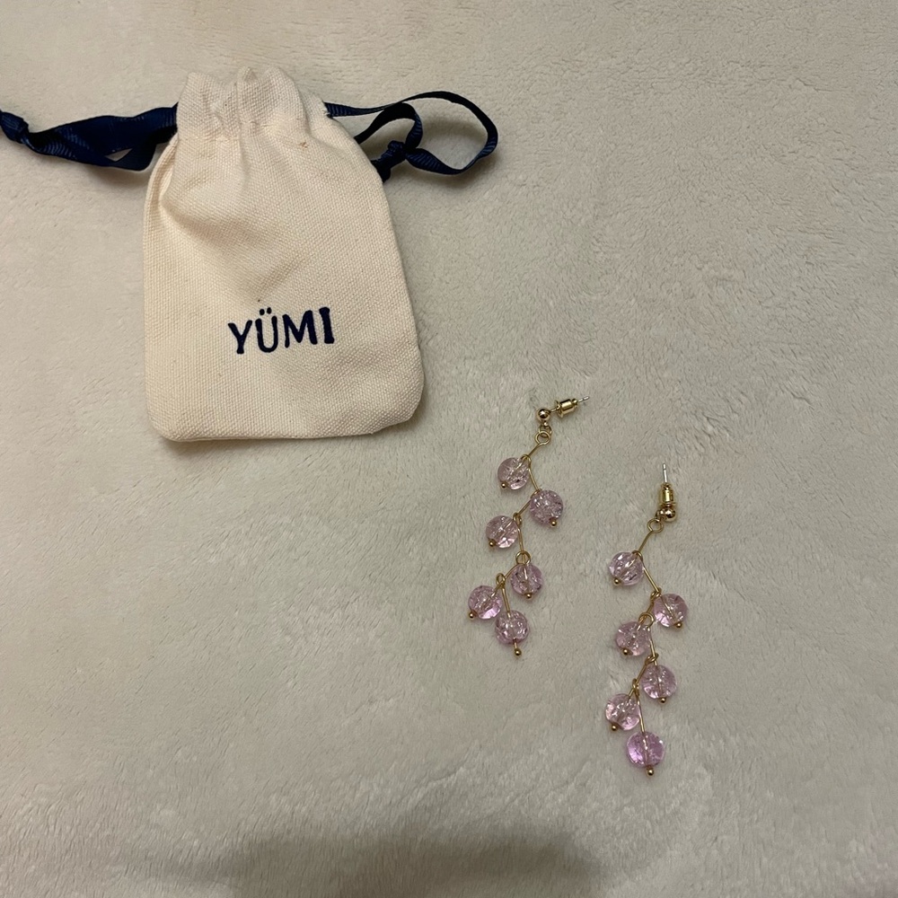 Unique YÜMI Pink and Gold Drop Earrings NWOT